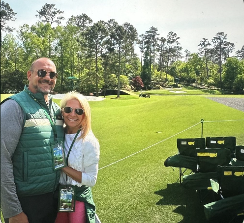 At a golf event on the course